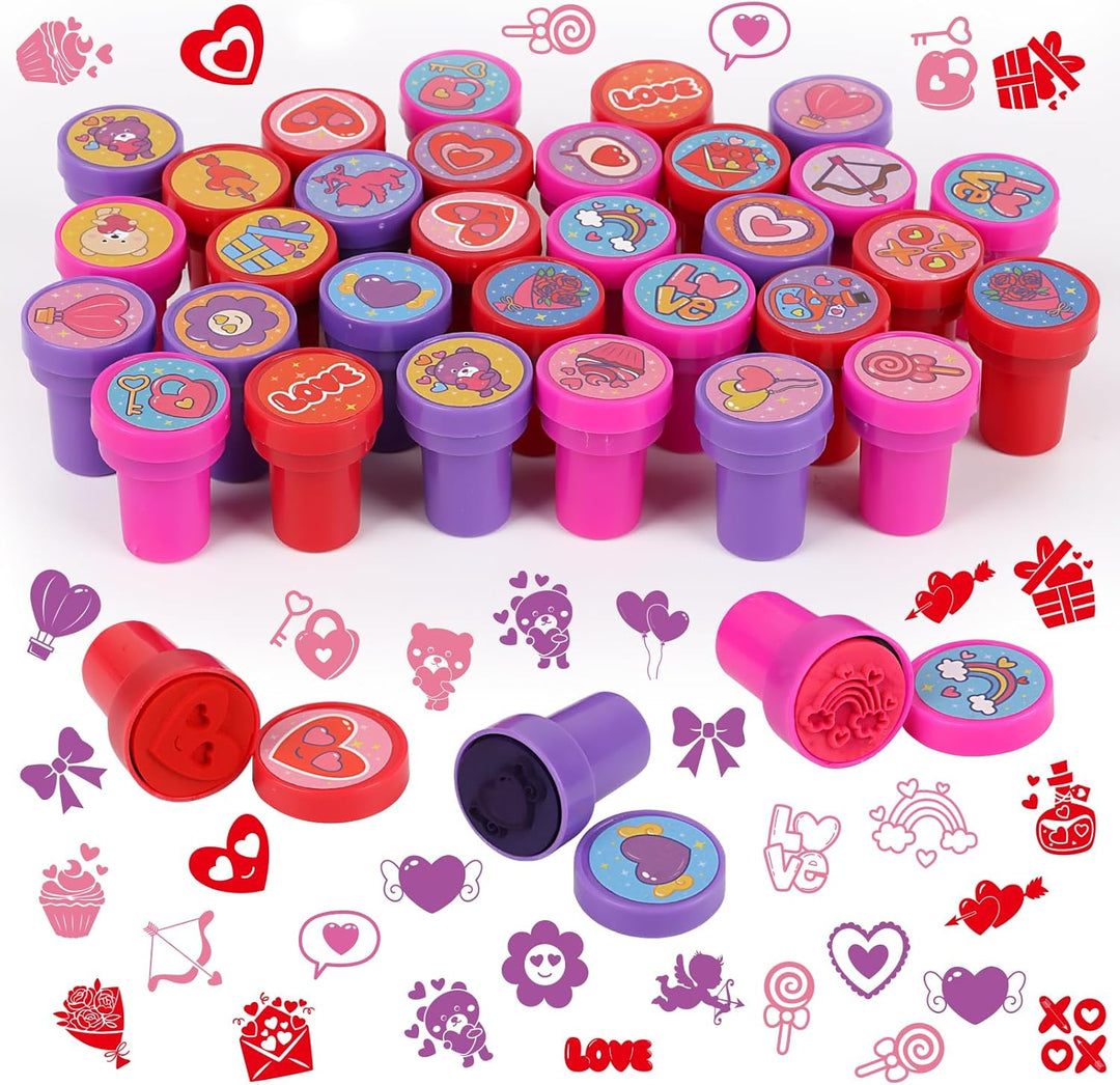 FOIMAS 50pcs Valentines Day Stamps Self Inking Stamps