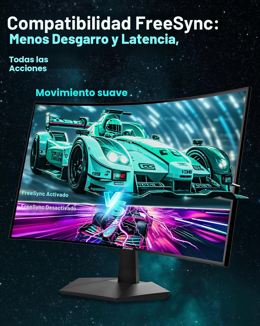 SANSUI 27 pulgadas Curvo 160Hz Monitor para juegos 144Hz FHD 1080P...