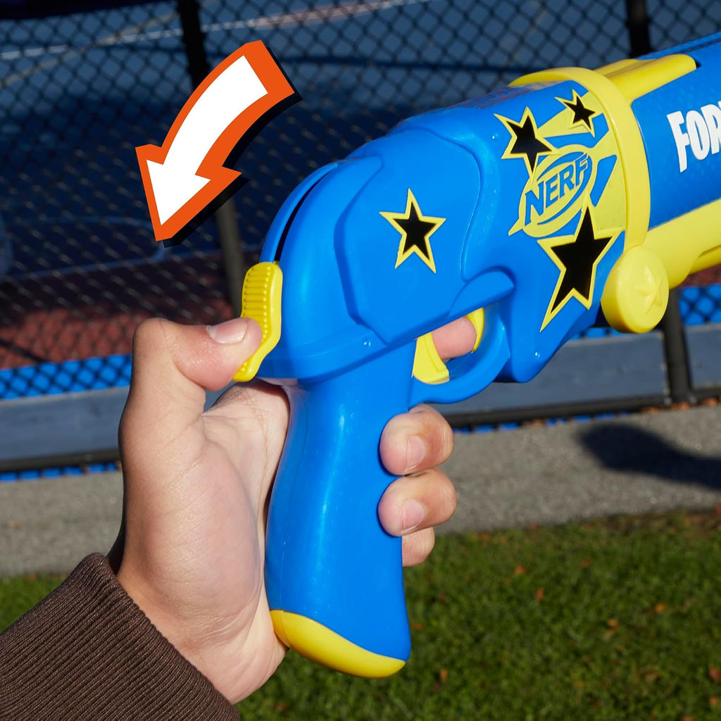 Nerf Fortnite Half Tone Hero Blaster, código de bonificación para desbloquear la envoltura de héroe de medio tono en el juego, carga de ruptura, 12 dardos Nerf Elite, regalos de Fortnite