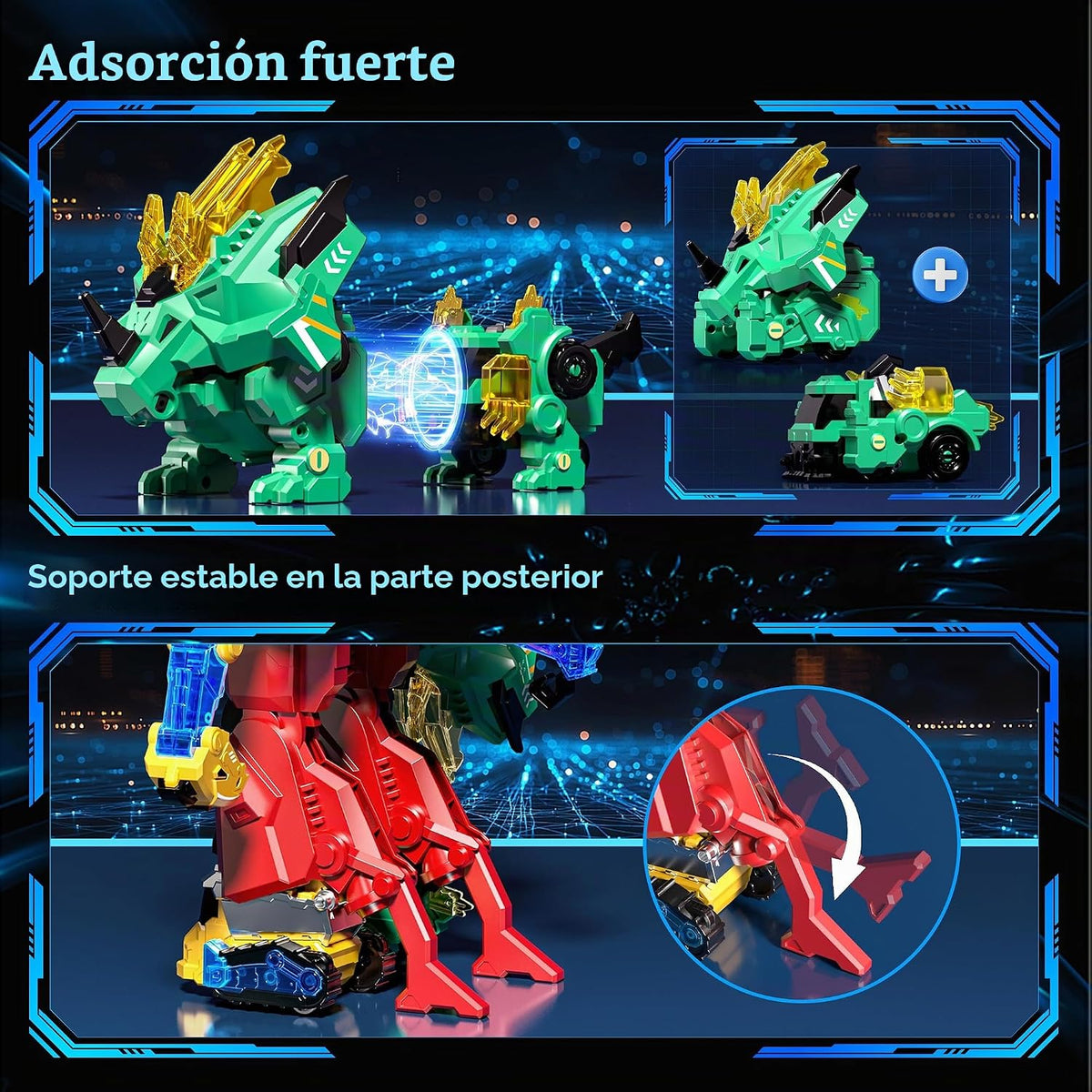 Juego de juguetes de robot transformador de dinosaurios 6 en 1 Eohemeral