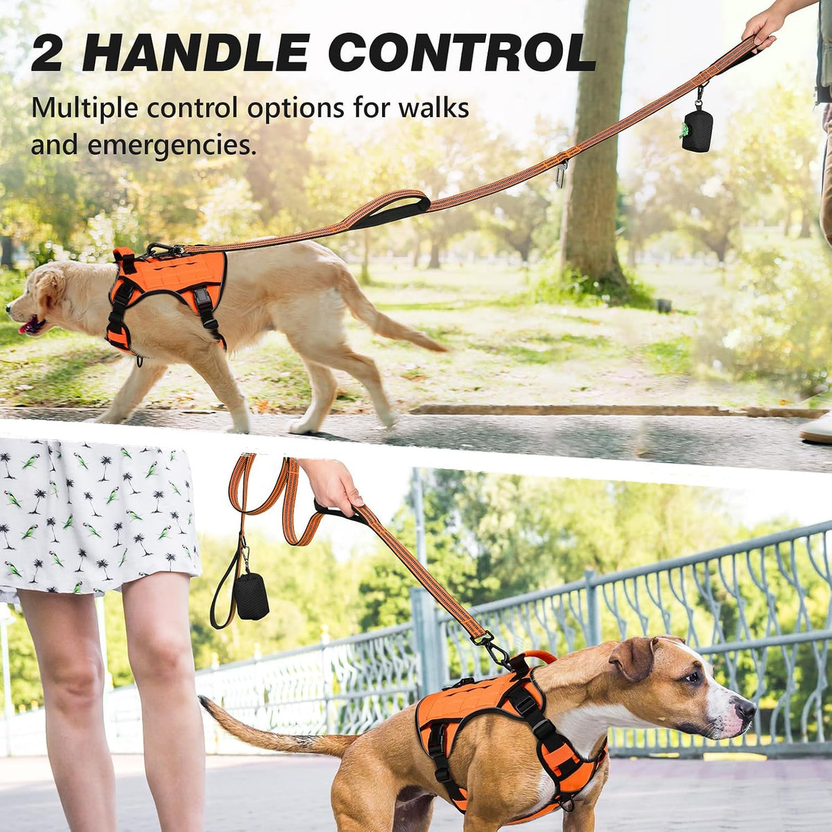 Correa para perro y arnés táctico para perro, juego reflectante resistente para entrenamiento de caminar