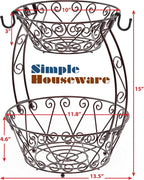 Simple Houseware Cesta de frutas de 2 niveles, color bronce