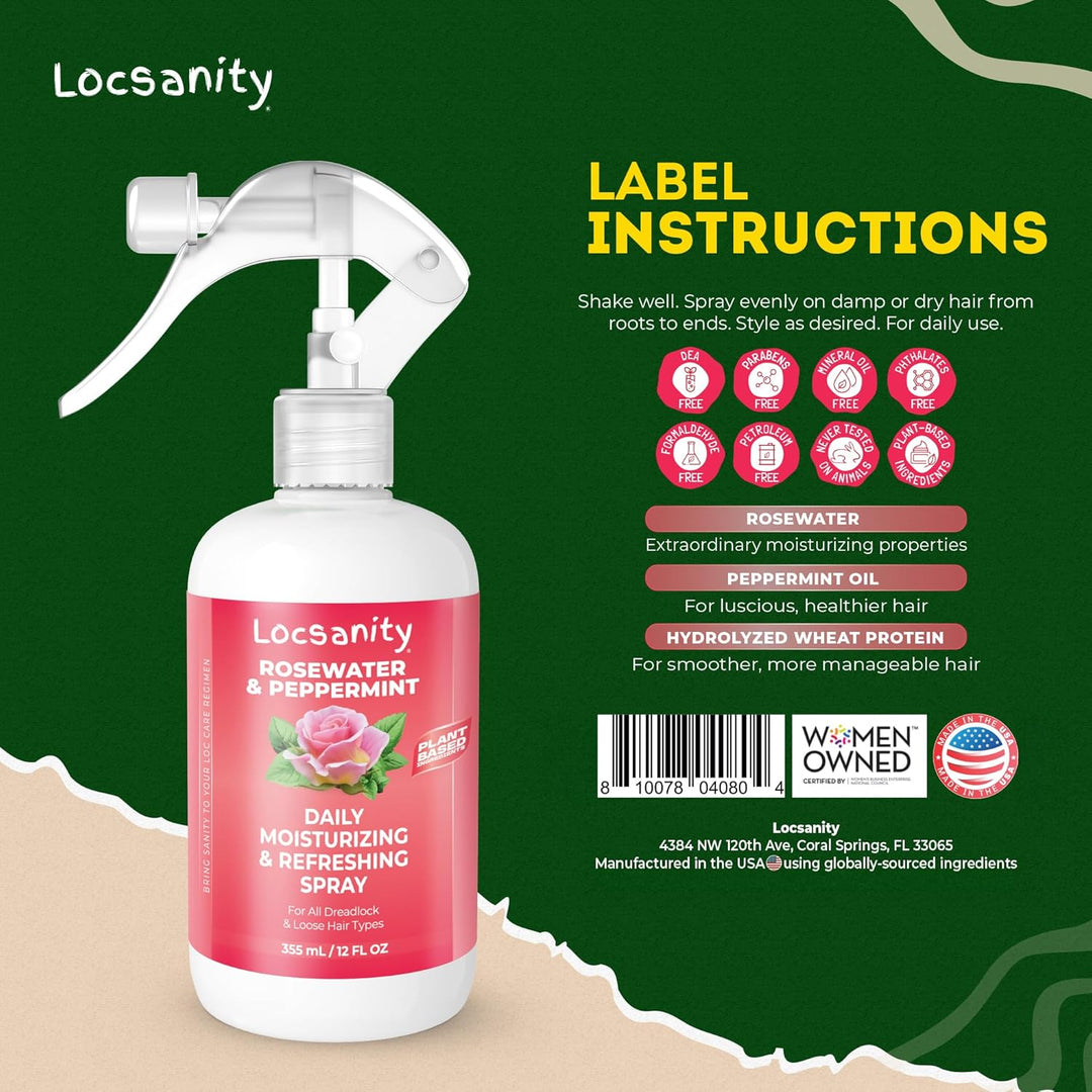 Locsanity Spray Refrescante Hidratante Diario para Locs, Rastas - A...
