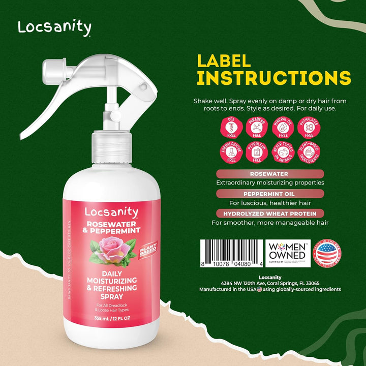 Loc Spray - Locsanity - Spray hidratante diario de agua de rosas y...
