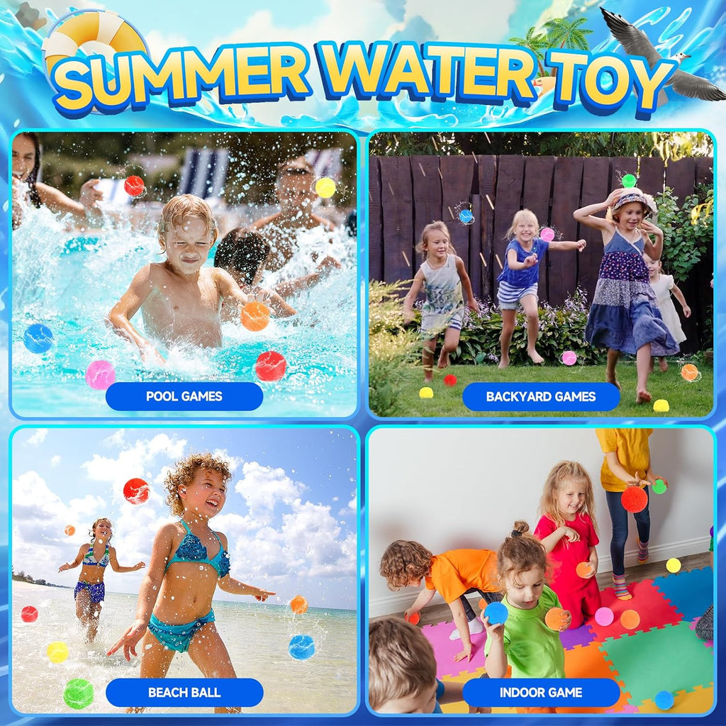 60 Piezas Pelotas de Agua Reutilizables, Globos de Agua Reutilizables para Juguetes y Juegos al Aire Libre, Juguetes de Agua para Niños y Adultos Niños y Niñas - Pelotas de Juguetes de Verano para