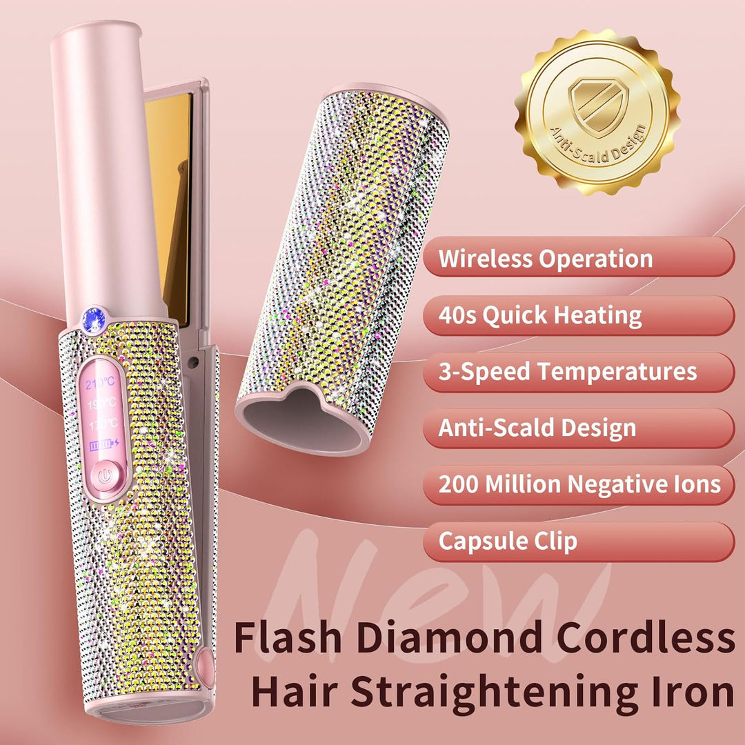 Feitenn Rizador de pelo inalámbrico de diamante de alta calidad, pl...