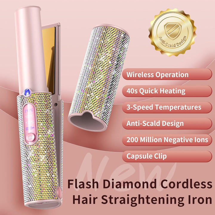 Feitenn Rizador de pelo inalámbrico de diamante de alta calidad, pl...