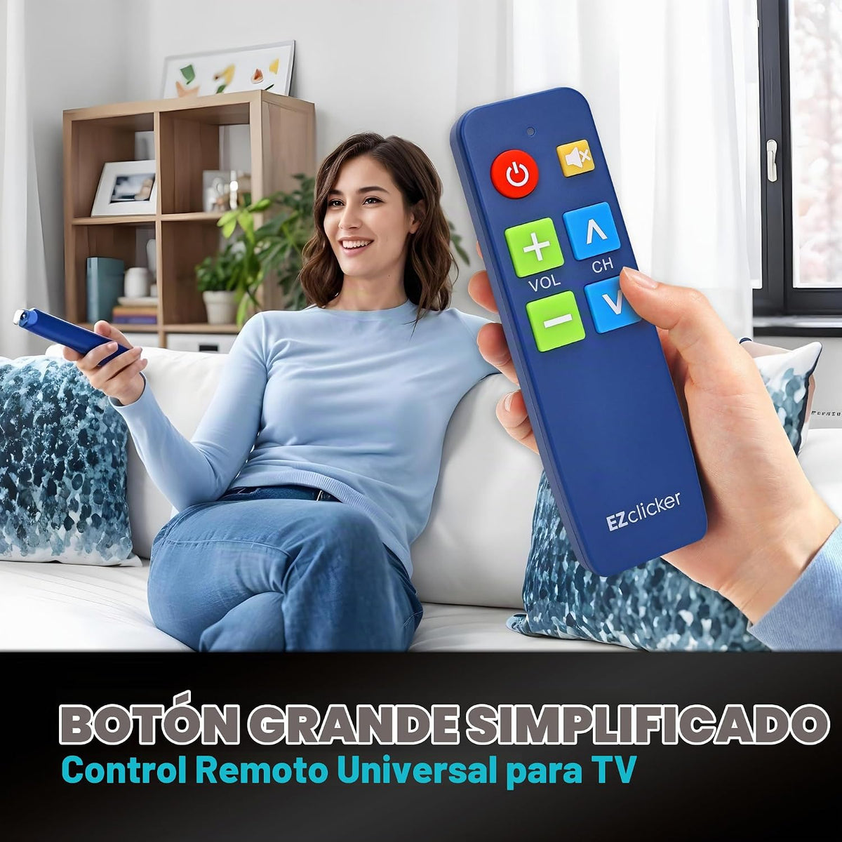 EZclicker Control Remoto para TV para Personas Mayores, Control Remoto Extra Simple con Botones Grandes (Azul)