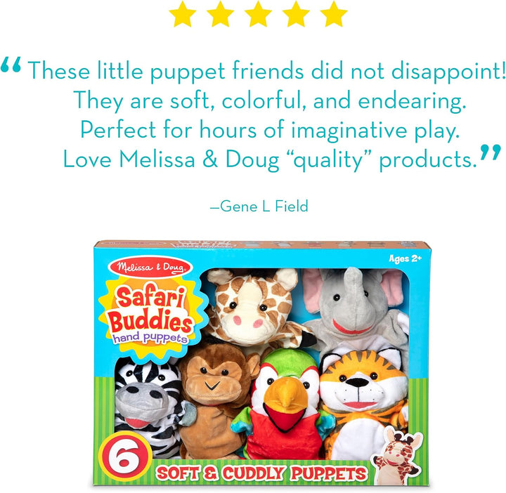 Melissa &amp; Doug Safari Buddies - Marionetas de mano, juego de 6...