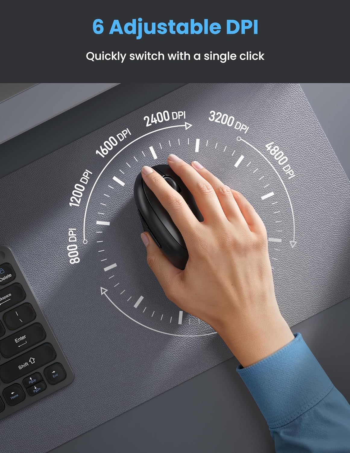 TECKNET Ratón Ergonómico, Ratón Vertical Inalámbrico Bluetooth, Bat...