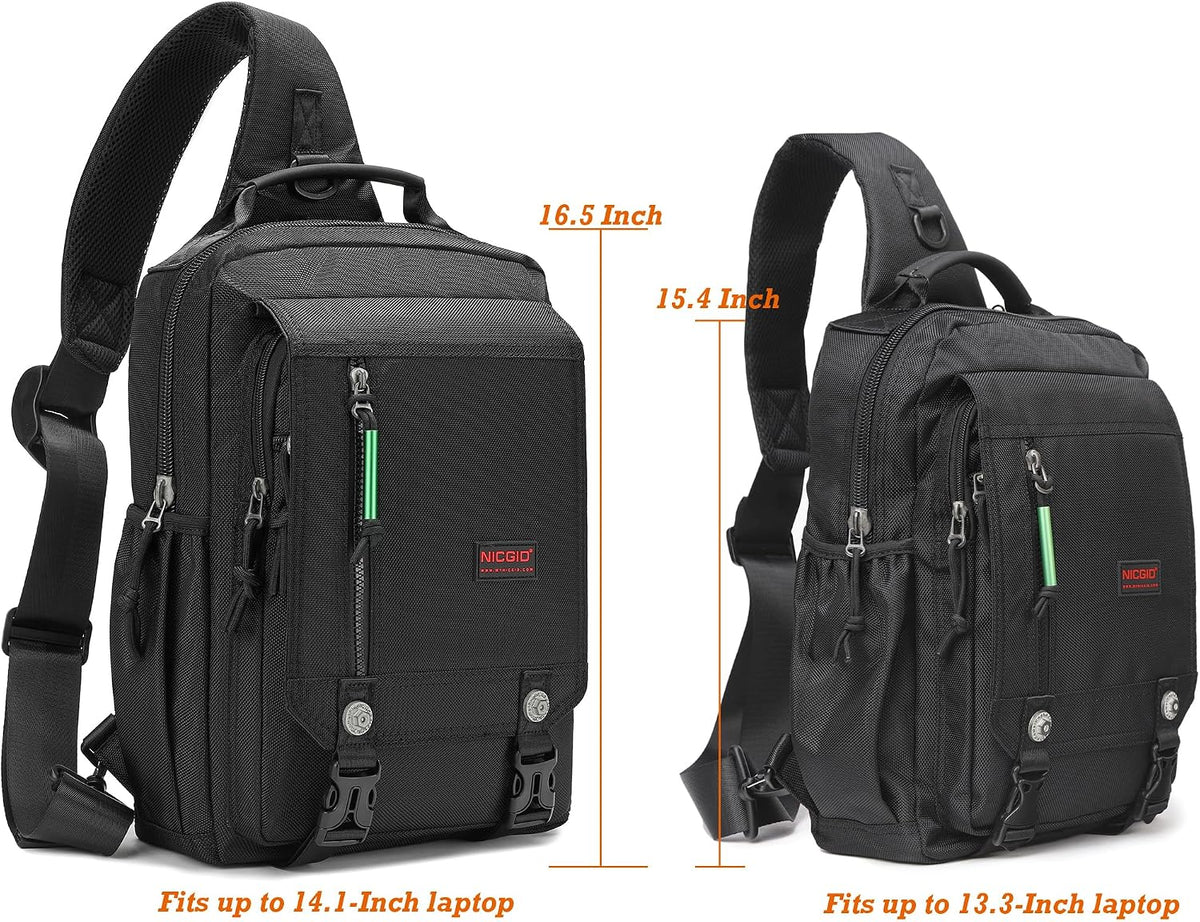 NICGID Bandoleras de hombro en el pecho, mochila para laptop, bolsa de mensajero cruzada para viajes al aire libre, hombres y mujeres