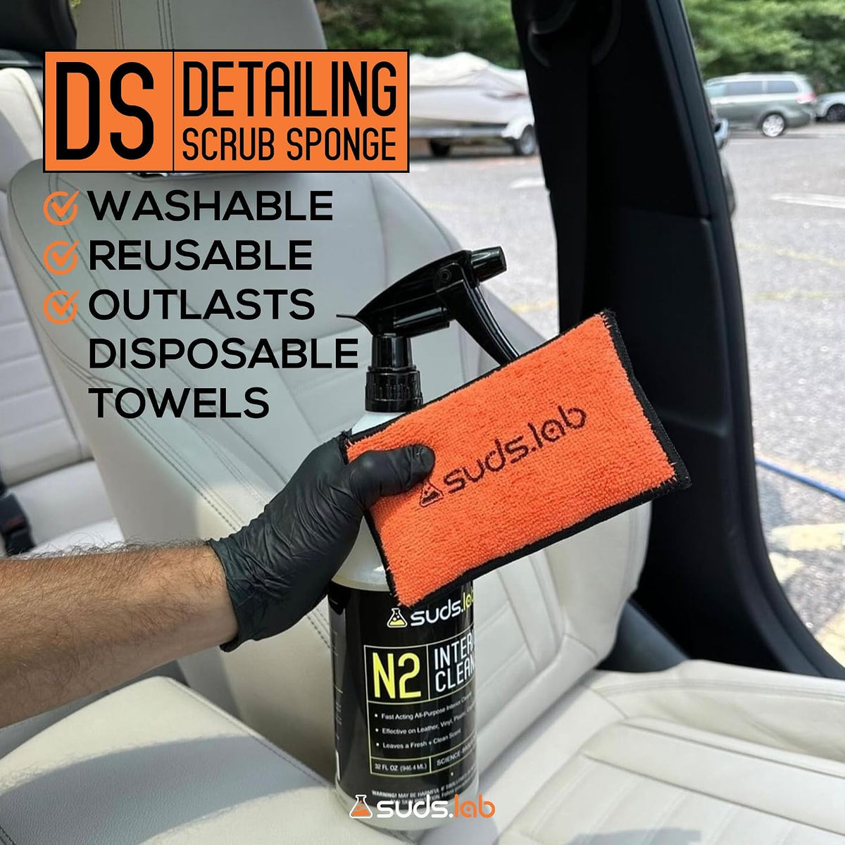 Suds Lab DS - Esponja exfoliante para detalles, almohadilla de microfibra