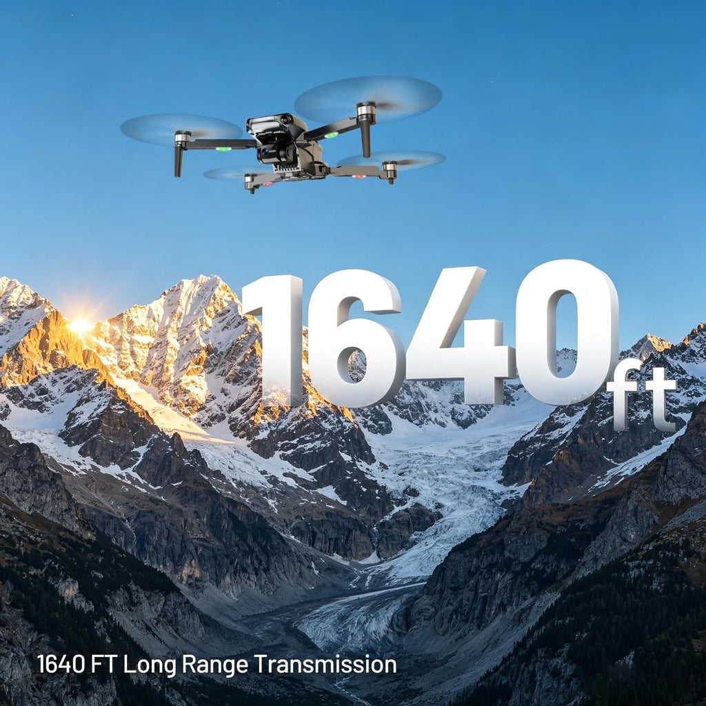 Drone GPS con cámara 4K UHD para adultos, alcance de 1640 pies, retorno automático a casa, sígueme, cardán de 3 ejes, aplicación y control remoto, amarillo
