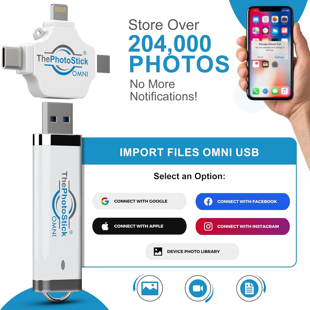 ThePhotoStick® Omni - Unidad flash USB de 32 GB y memoria extraíble...