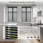 2" Persianas de Madera Verdadera sin Cables 23"W x 48"H Negro de Madera de Basswood para Ventanas Interiores