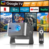 Proyector inteligente con Google TV, soporte 4K mini proyector port...