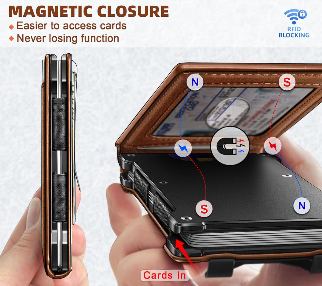 KEMISANT Billetera para hombre - Cartera delgada con clip para dine...