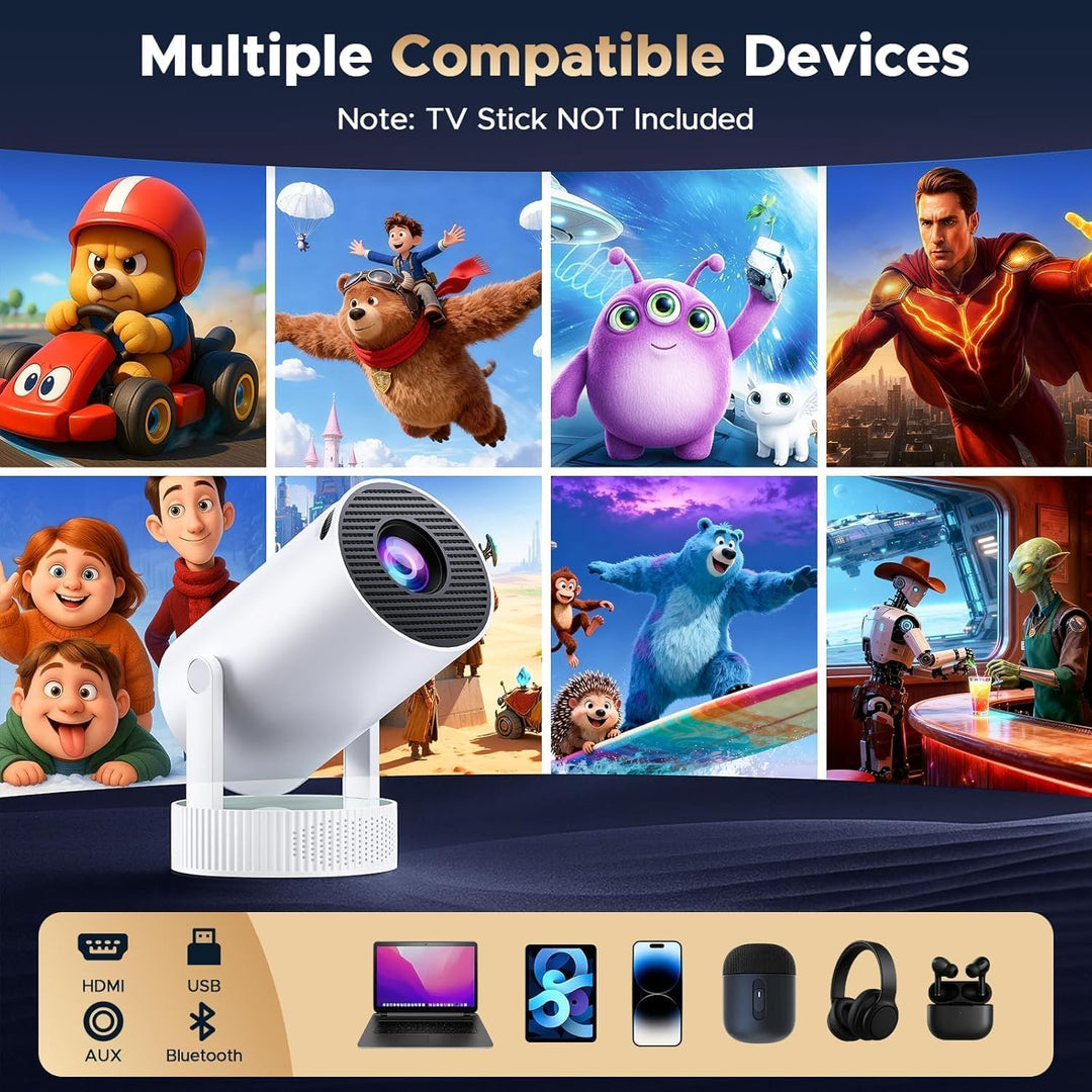 Mini proyector, proyector con Wifi y Bluetooth batería incorporada,...