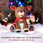 KIDS PREFERRED Santa Claus Rudolph, el reno de nariz roja, animal de peluche musical, la primera Navidad del bebé, 8 pulgadas