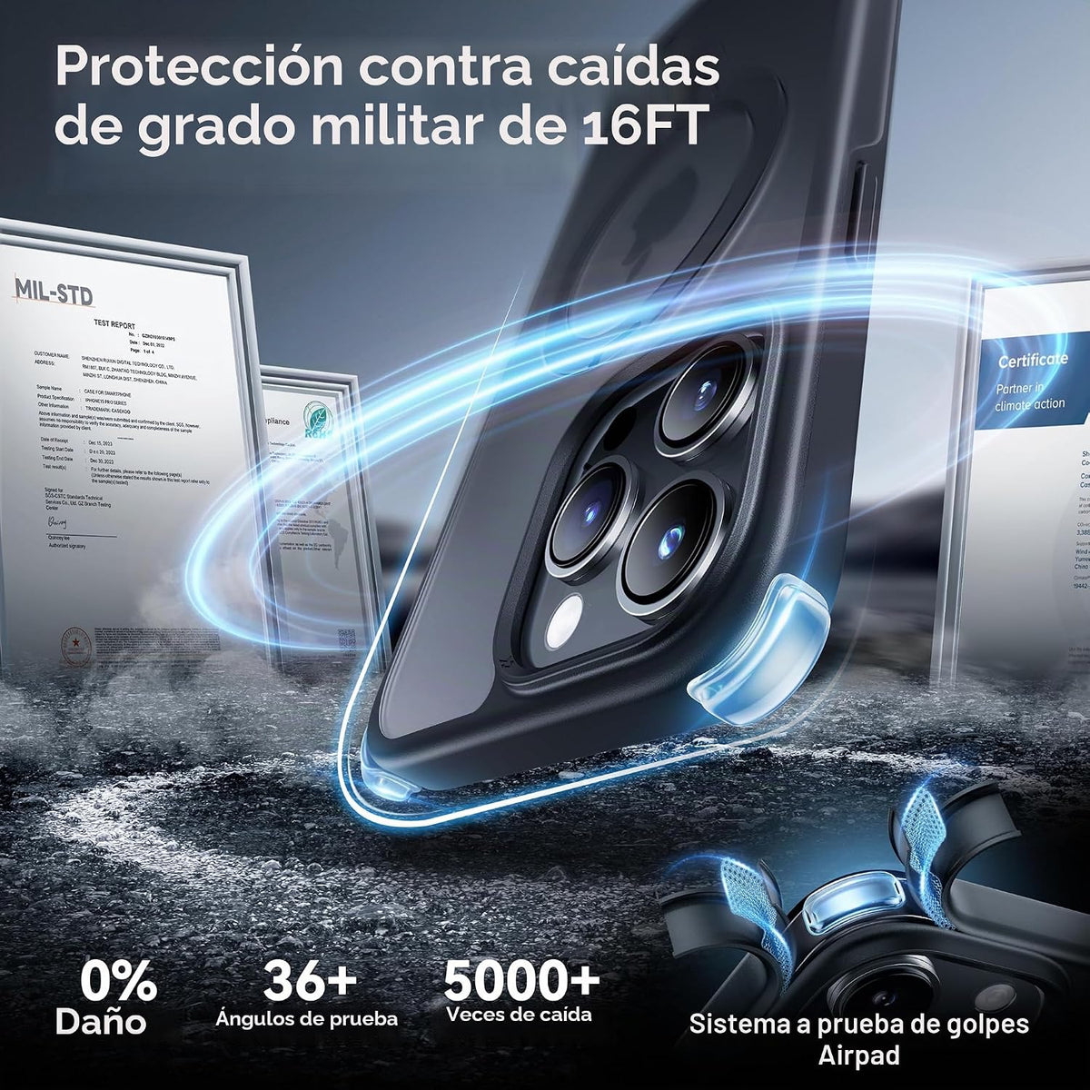 CASEKOO - Funda para iPhone 15 Pro Max con soporte magnético invisible, color negro