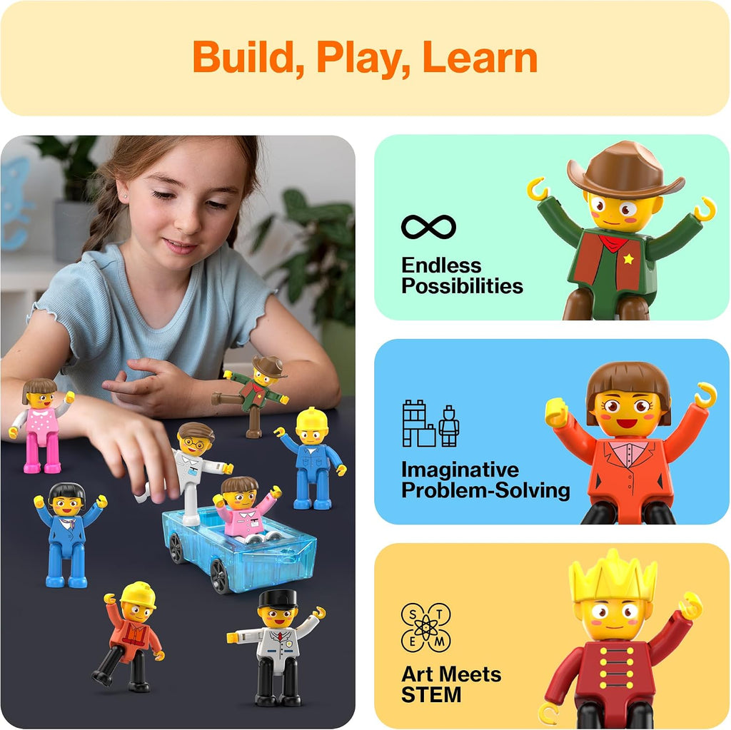PicassoTiles - Juego de figuras de acción magnéticas para niños pequeños, con imán de expansión, kit educativo de aprendizaje STEM de simulación de juego para construcción, bloques de construcción, baldosas para desarrollo cerebral infantil