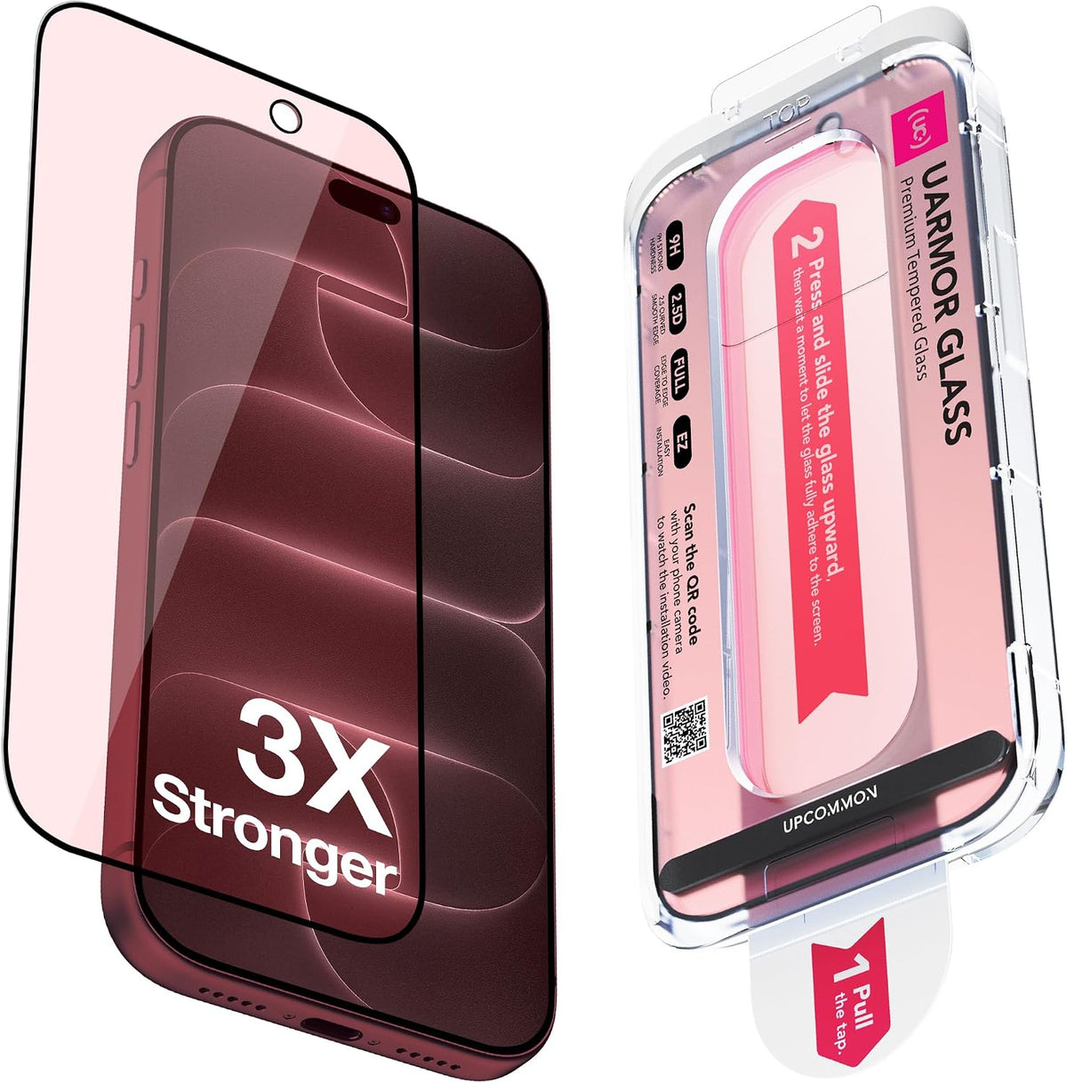 UARMOR - Protector de pantalla de cristal rojo para iPhone 18 Pro Max, 2