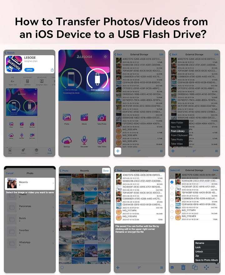 Unidad flash certificada MFi de 256 GB para iPhone Photo Stick Thum...