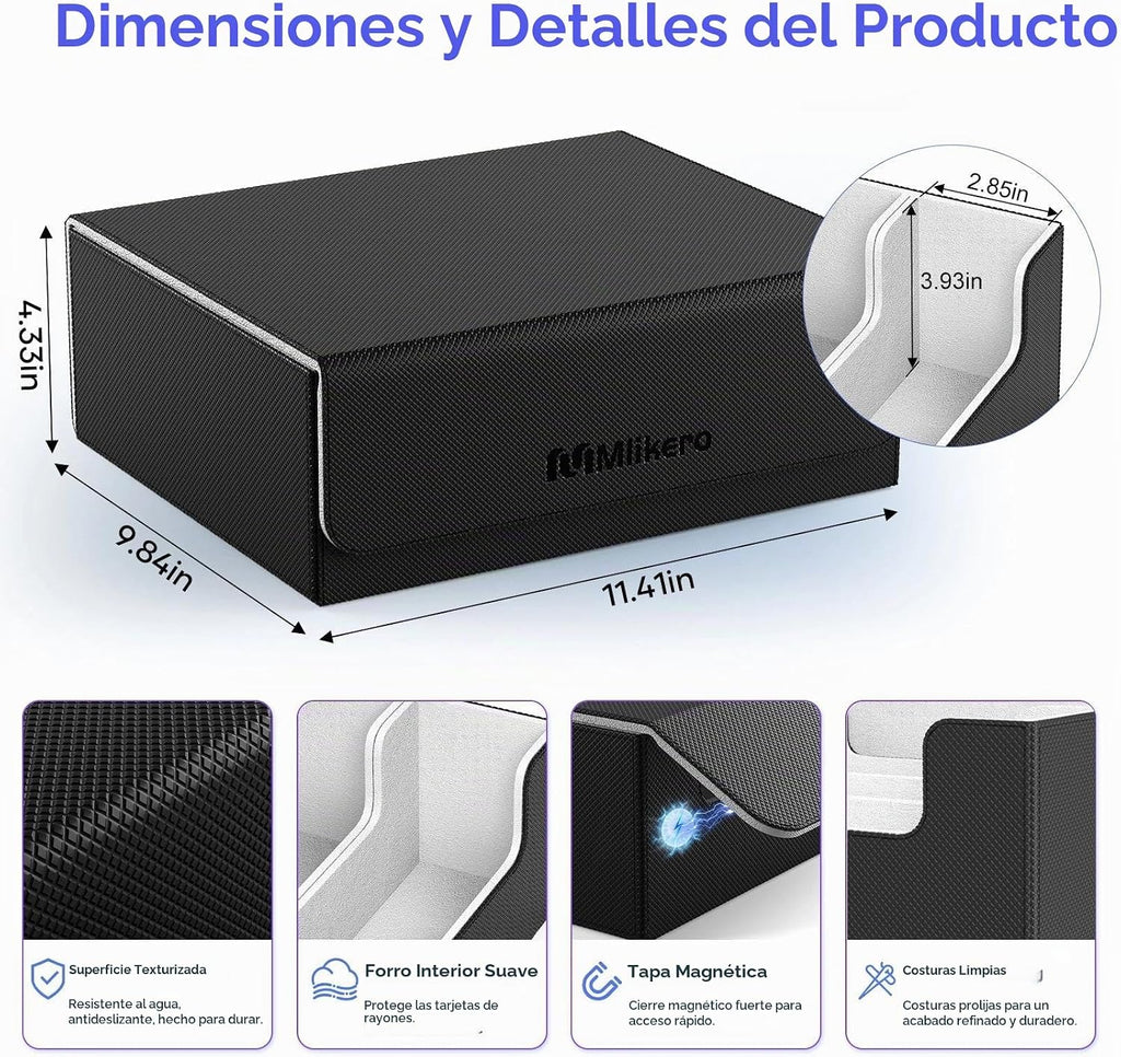 Mlikero Caja de almacenamiento de tarjetas coleccionables, almacenamiento de tarjetas a granel para más de 1800 tarjetas con funda, organizador de tarjetas de cierre magnético de piel sintética con 10