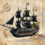 Juego de bloques de construcción de barco pirata, juguetes de barco pirata negro, 3 mástiles, kit de modelo clásico de barco de vela con soporte de exhibición, regalos de cumpleaños para adultos, niños, hombres, adolescentes y niños de 8 a 12 (801