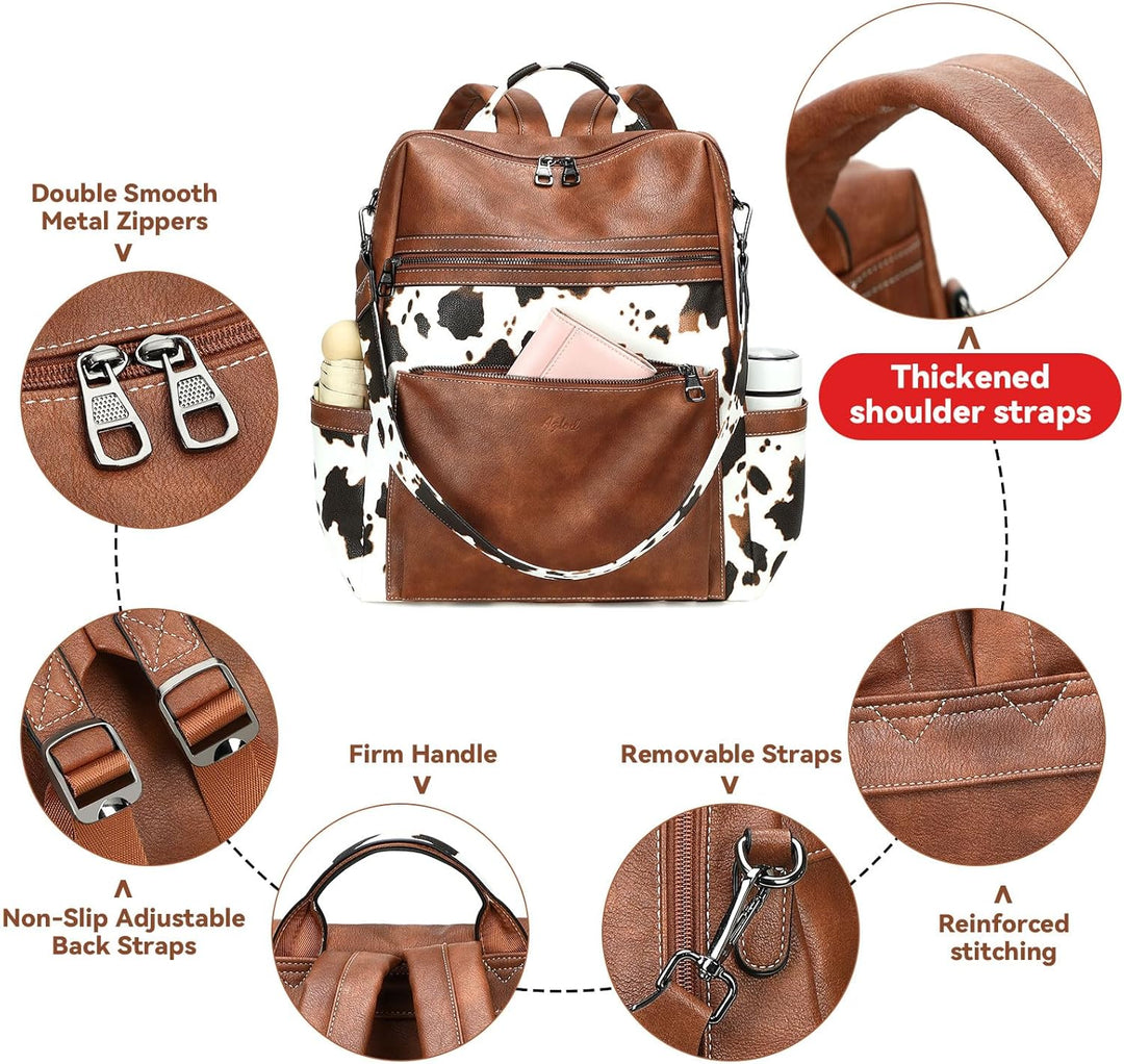 AGLOD Mochila de cuero vegano para computadora portátil para mujer,...