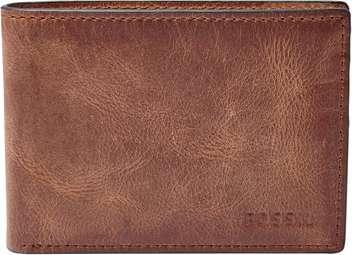 Fossil Billetera de cuero delgada minimalista plegable con bolsillo...