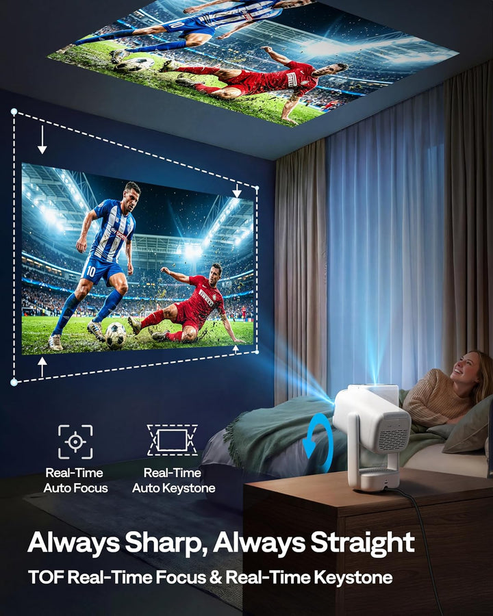 Aurzen Proyector portátil inteligente D1 air con WiFi y Bluetooth,...