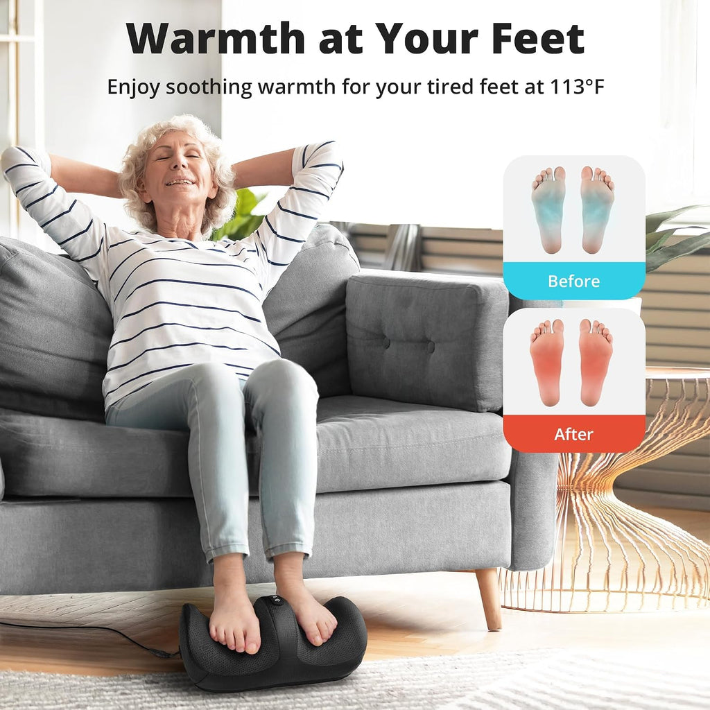 Medcursor Masajeador de pies con calor, masajeador de pies y pantorrillas con rodillo de masaje profundo, alivio del dolor para fascitis plantar y neuropatía, relajación para uso doméstico u oficina