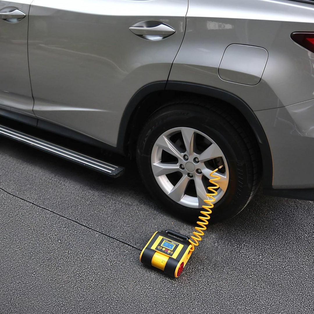 Amazon Basics Inflador portátil de neumáticos de coche con medidor...