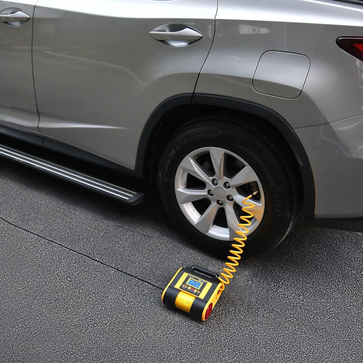 Amazon Basics Inflador portátil de neumáticos de coche con medidor...