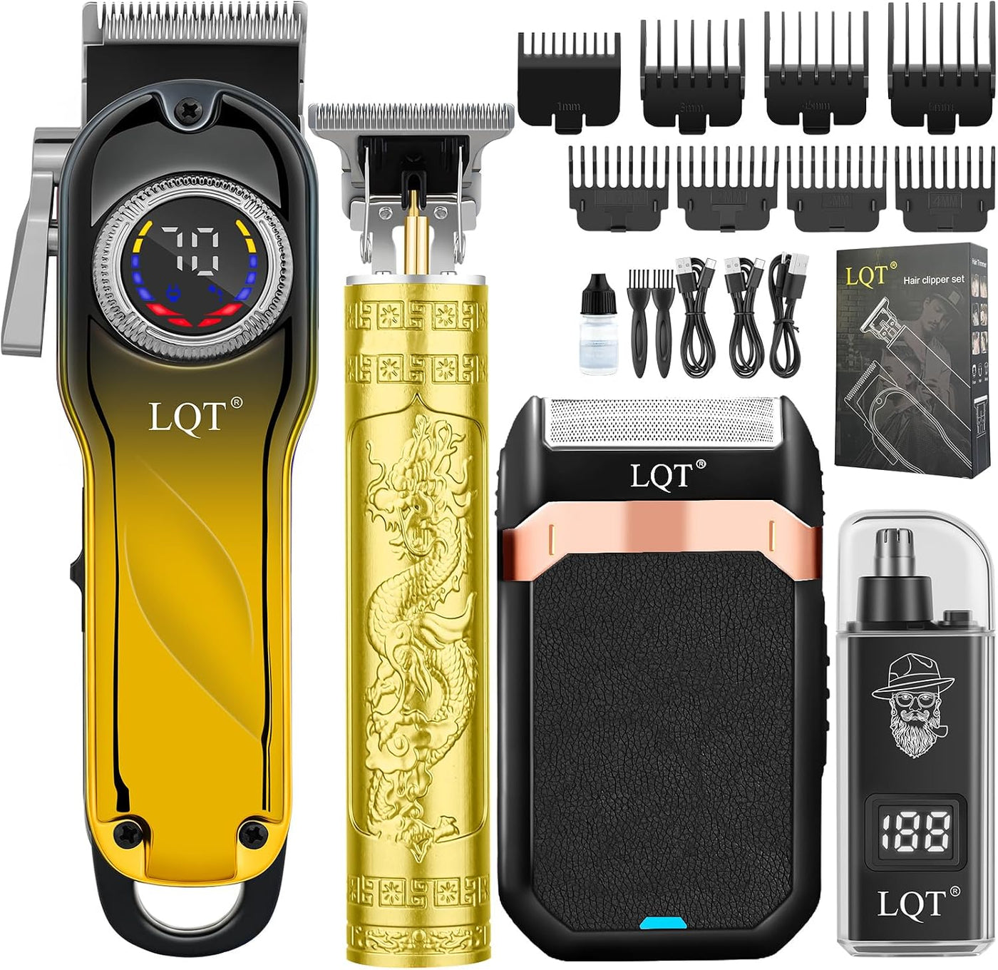 Cortapelos para hombres con pantalla LED, kit de aseo inalámbrico d...