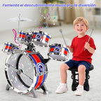 Set de Batería para Niños para Toddlers Edad 3+, Juguete de Tambores Musicales con Banco y Platillo