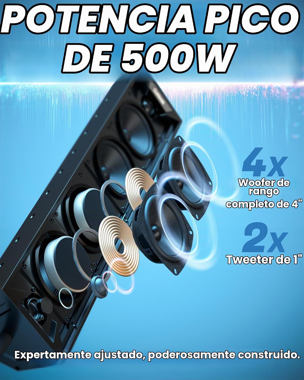 Barra de sonido UTV de 6 altavoces de 25 pulgadas con Bluetooth