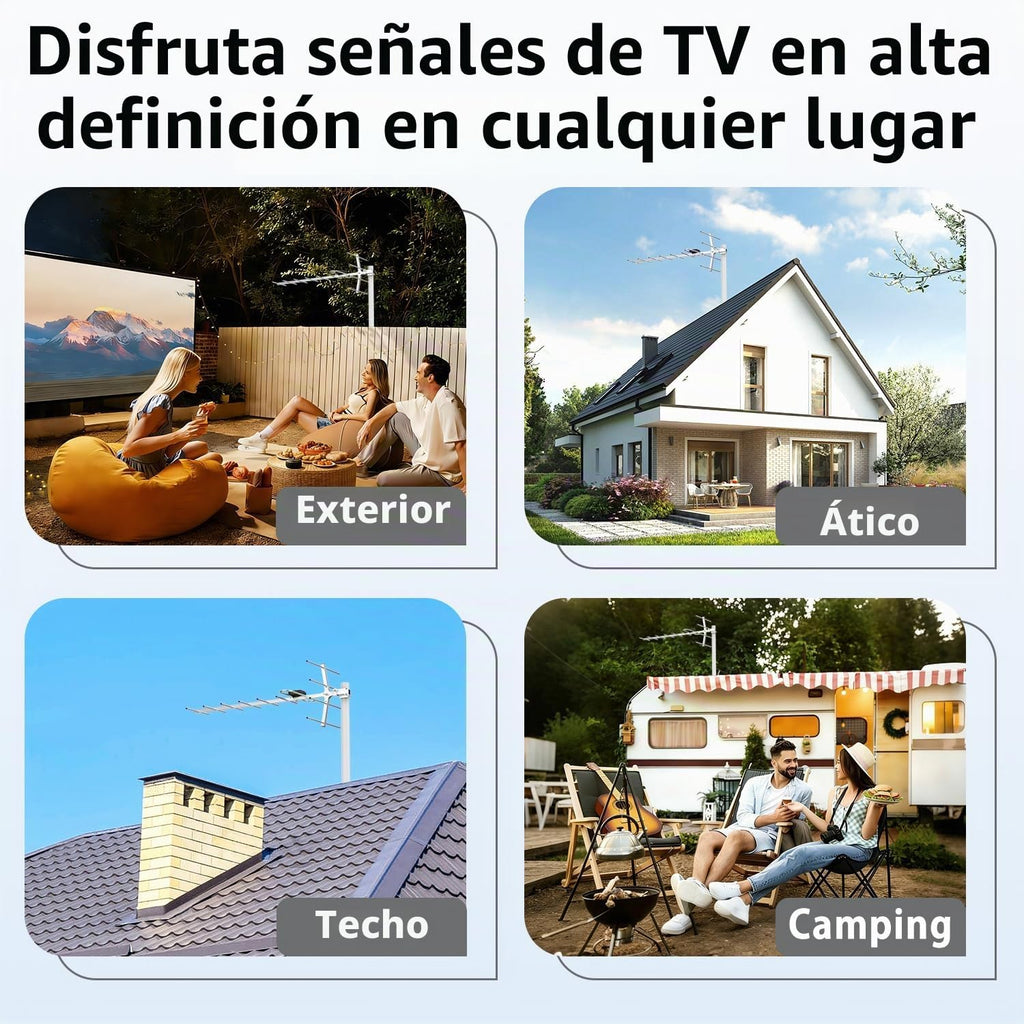 Antena digital HDTV al aire libre, antenas para soporte de TV ático o