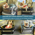 PETSFIT Asientos de coche para perros pequeños – Hebillas de seguridad patentadas – Correa de seguridad – Asiento plegable elevador para perro de viaje que reduce la ansiedad y los viajes por
