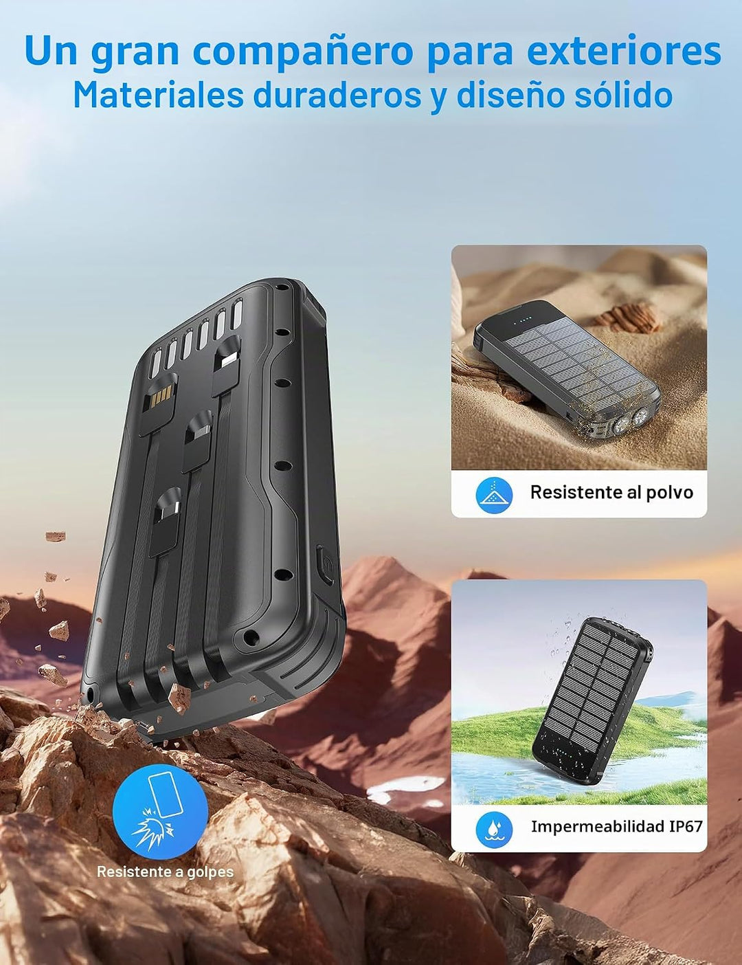 SOXONO Cargador Solar Power Bank, PD 20W Carga Rápida Batería Exter...