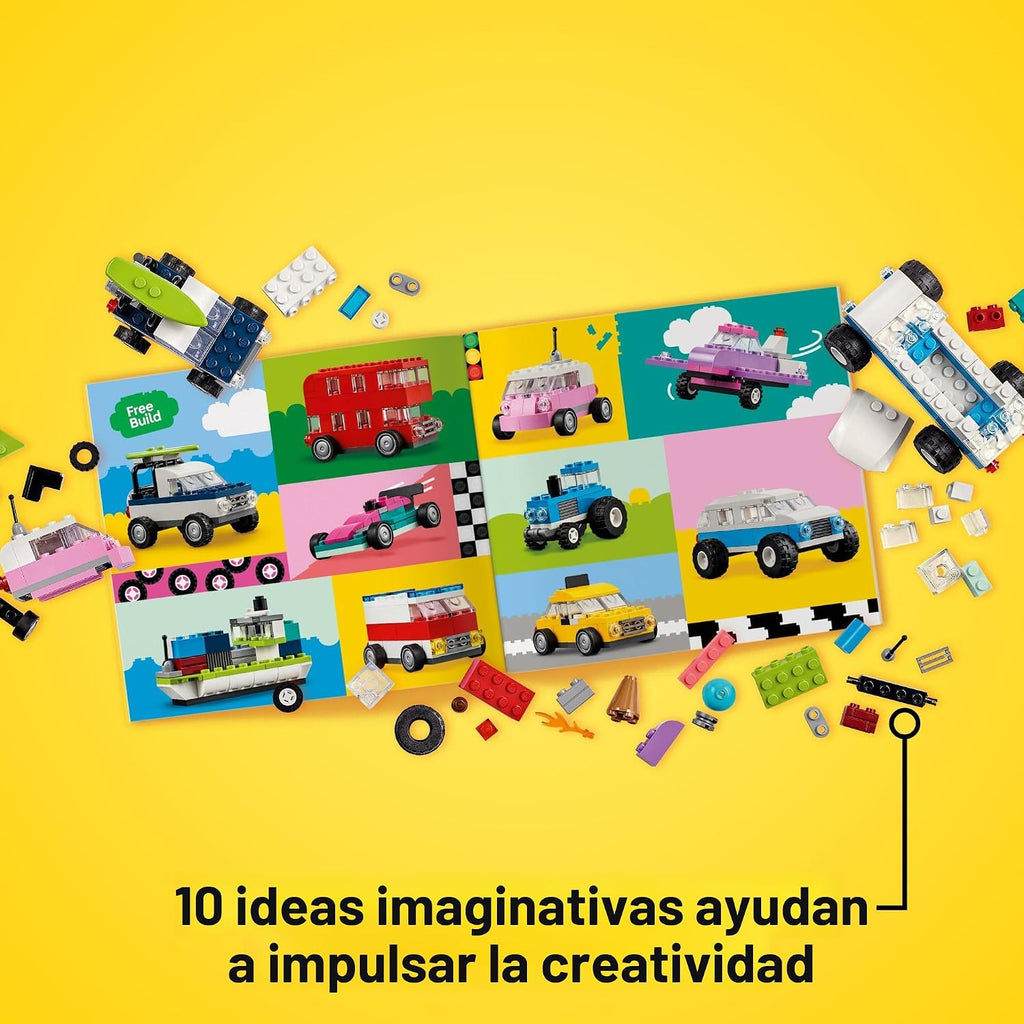 LEGO Vehículos creativos clásicos, kit de construcción de ladrillos coloridos con camión de helados, juguete de coche de policía, autos de ciudad modelo y más, regalo o juguete de coche para niños, niñas y niños a partir de 5 años