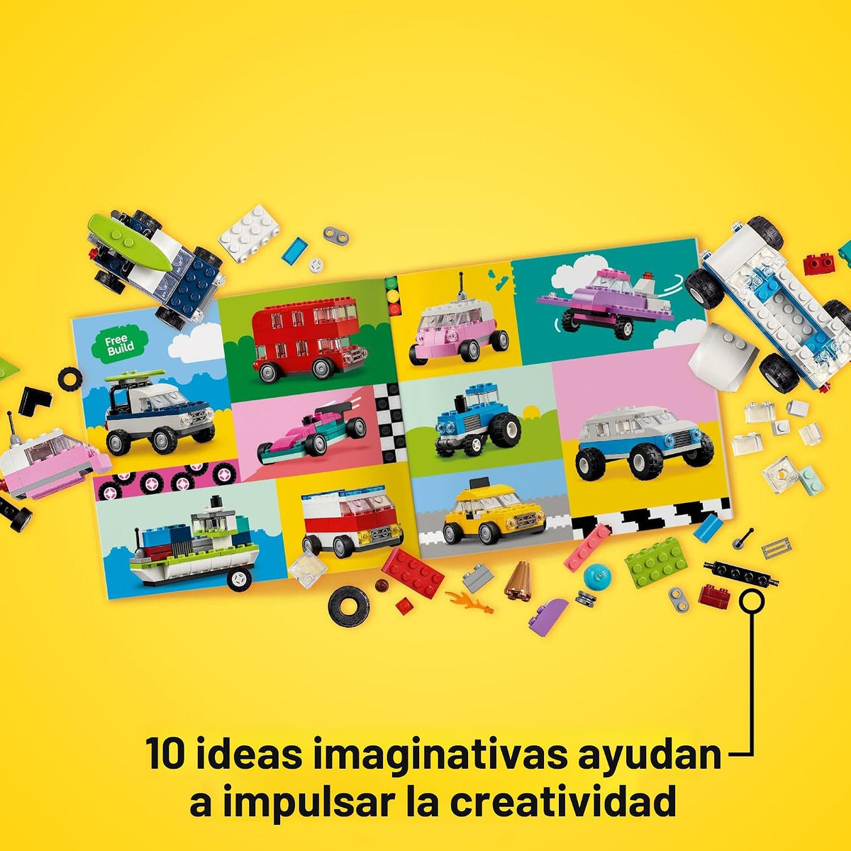 LEGO Vehículos creativos clásicos, kit de construcción de ladrillos coloridos con camión de helados, juguete de coche de policía, autos de ciudad modelo y más, regalo o juguete de coche para niños, niñas y niños a partir de 5 años