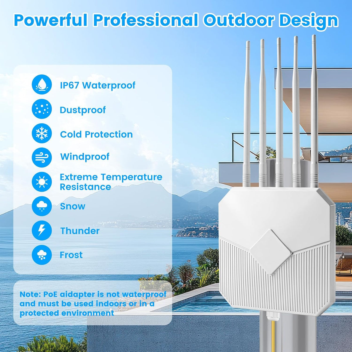 Extensor WiFi para exteriores de largo alcance, extensor WiFi AX3000 al