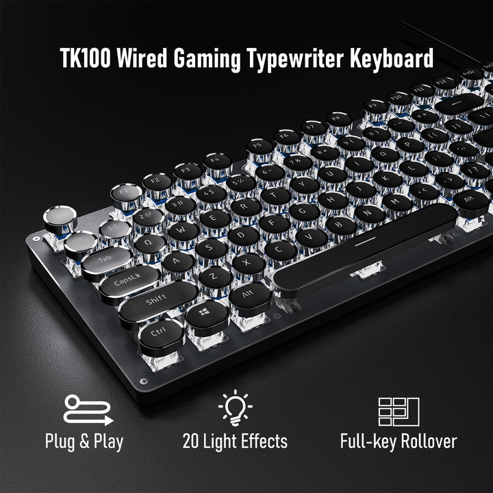 SEUNKWANG EWEADN TK100 - Teclado mecánico con cable, 104 teclas est...