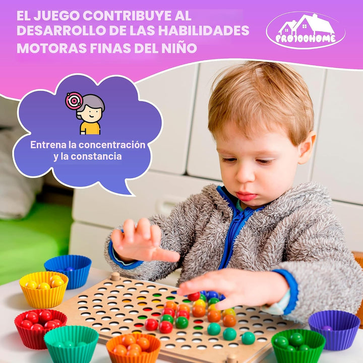 PRO100HOME - Juguetes Montessori de aprendizaje de madera para niño...