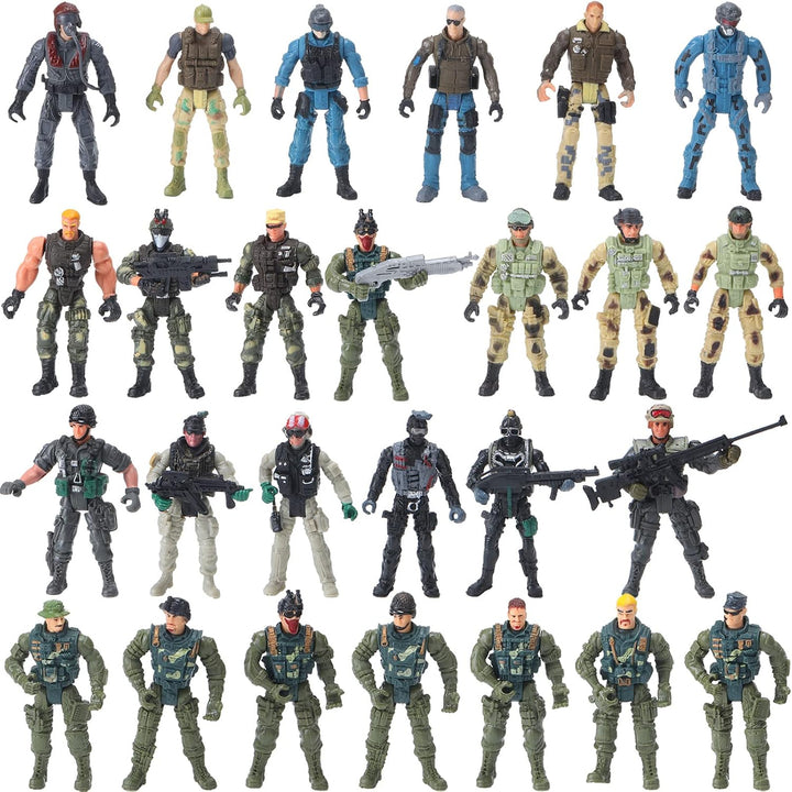 Tuanse Juego de 26 figuras de acción militares y de equipo SWAT con...