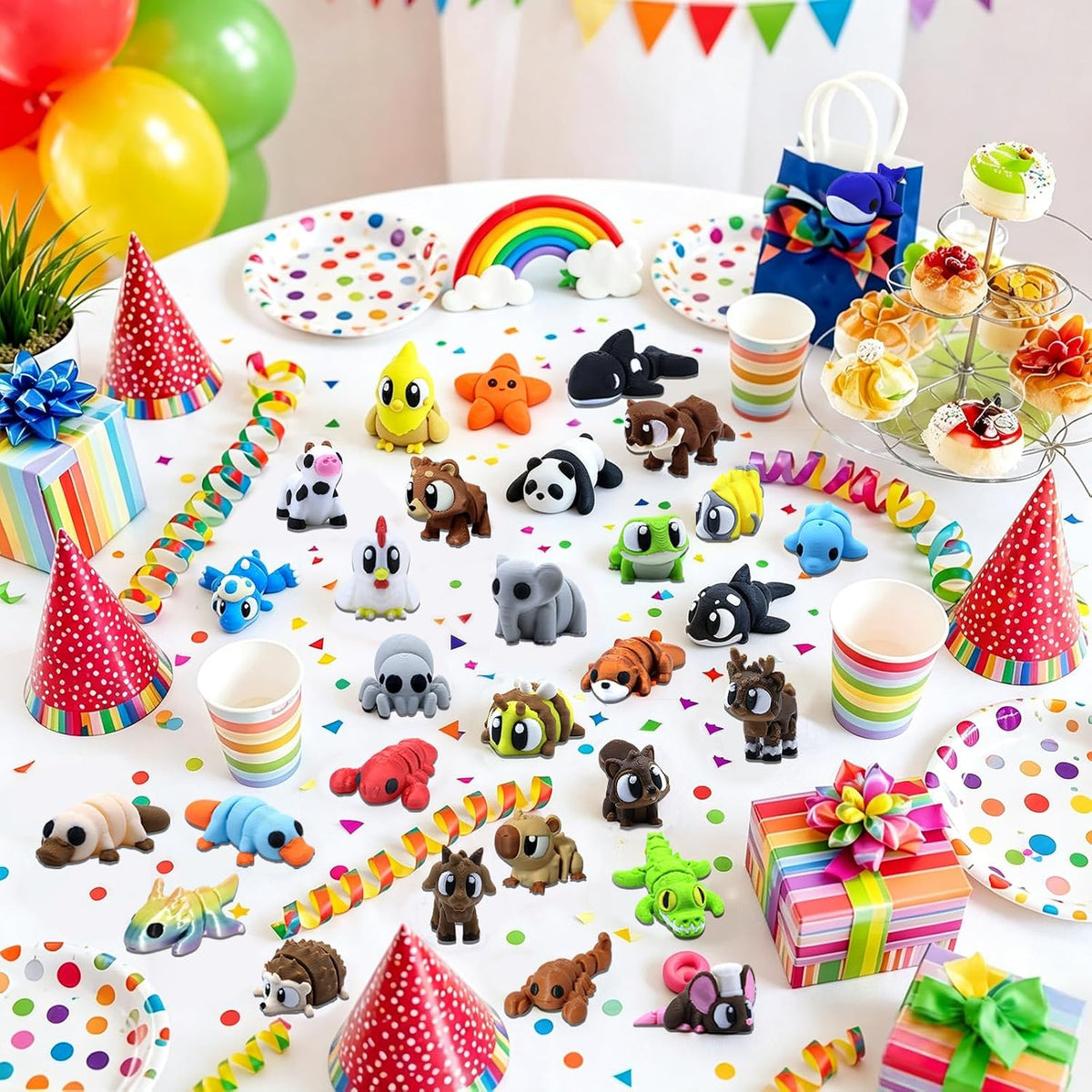 Juego de 50 mini figuras de animales impresos en 3D, juguetes para ansiedad