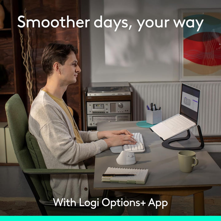 Logitech Wave Keys &amp; Lift Vertical Mouse - Combo de teclado y m...