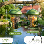 LONA - Comederos para pájaros para colgar en exteriores, 3 compartimentos separados, 3 puertos de alimentación, cúpula resistente a la intemperie y 3 formas de colgar, gran capacidad para cardenales